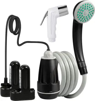 Douche de Camping Portable avec Pompe Électrique - Kit de Douche pour l'Extérieur et la Randonnée - Batterie Rechargeable 2200mAh, Contrôle Intelligent de Température et de Pression d'Eau