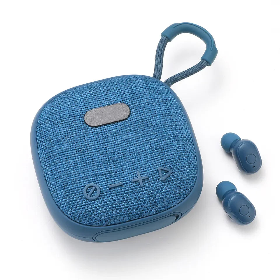 Écouteurs sans Fil TWS 2 en 1 avec Haut-parleur Bluetooth - Son de Basse 3D, Oreillette Mini Portable en Tissu | Haut-parleurs d'Extérieur Portables avec Audio Stéréo 3D Profond