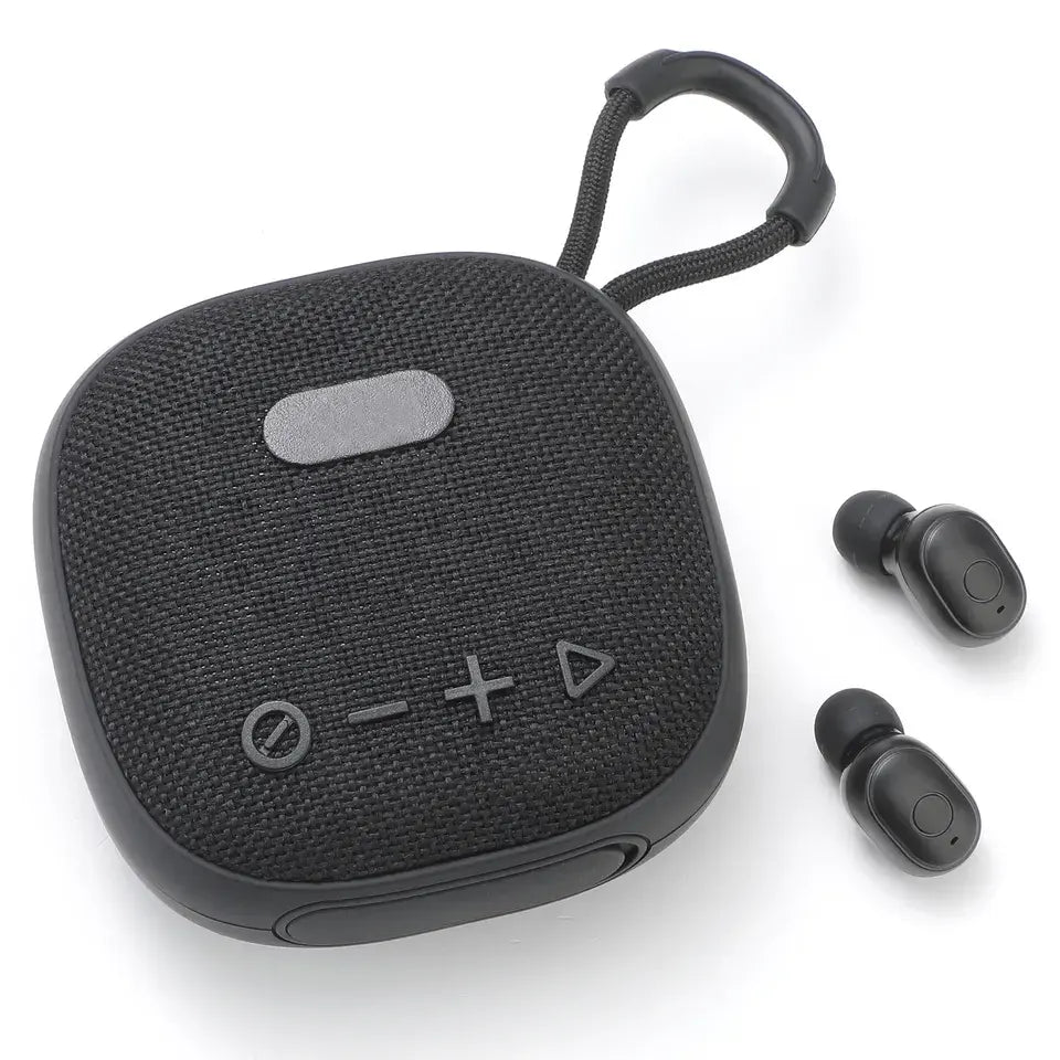 Écouteurs sans Fil TWS 2 en 1 avec Haut-parleur Bluetooth - Son de Basse 3D, Oreillette Mini Portable en Tissu | Haut-parleurs d'Extérieur Portables avec Audio Stéréo 3D Profond