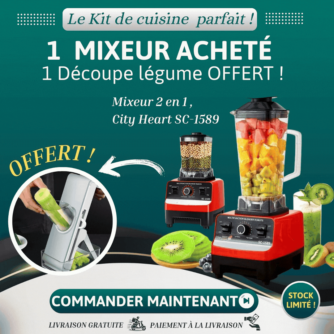 Mixeur City Heart (2 en 1 ) SC-1589 + 1 Découpe-légume OFFERT !