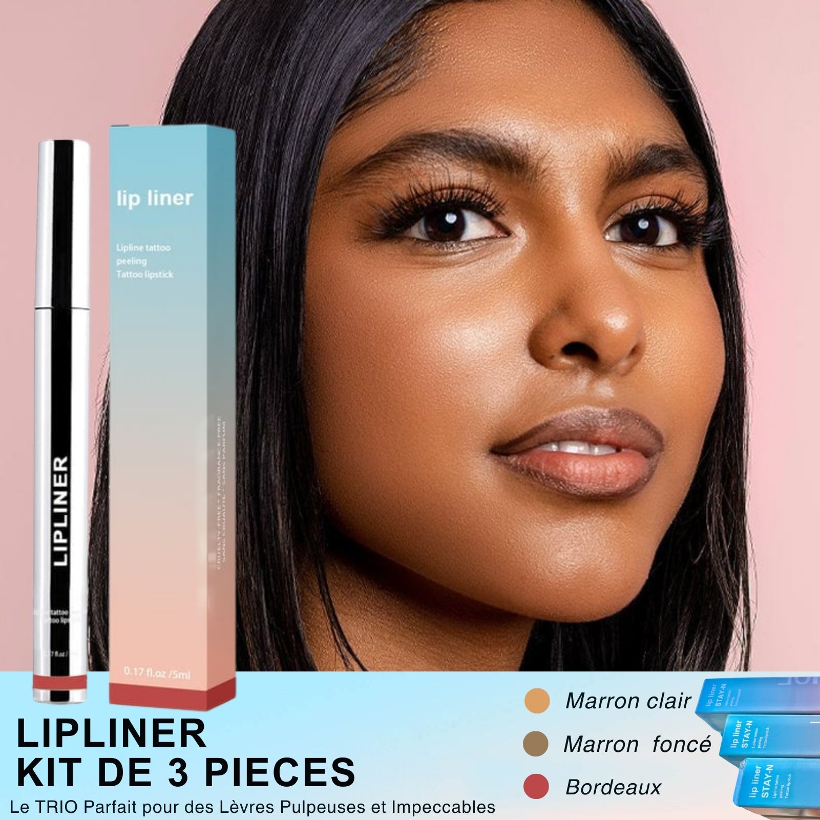 LIP LINER PRO - KIT de 3 pieces. Lèvres pulpeuses et brillantes