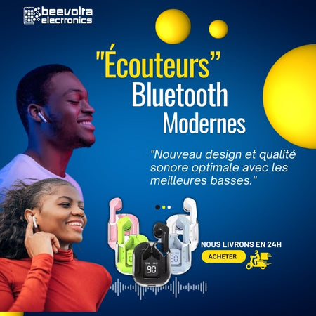 Écouteurs Bluetooth sans fil BT30 TWS: Son clair et design transparent