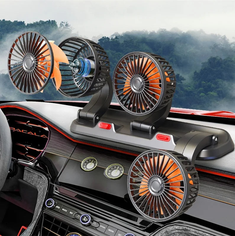 Ventilateur de voiture anti-chaleur 12V à 3 têtes – Rotation 360°