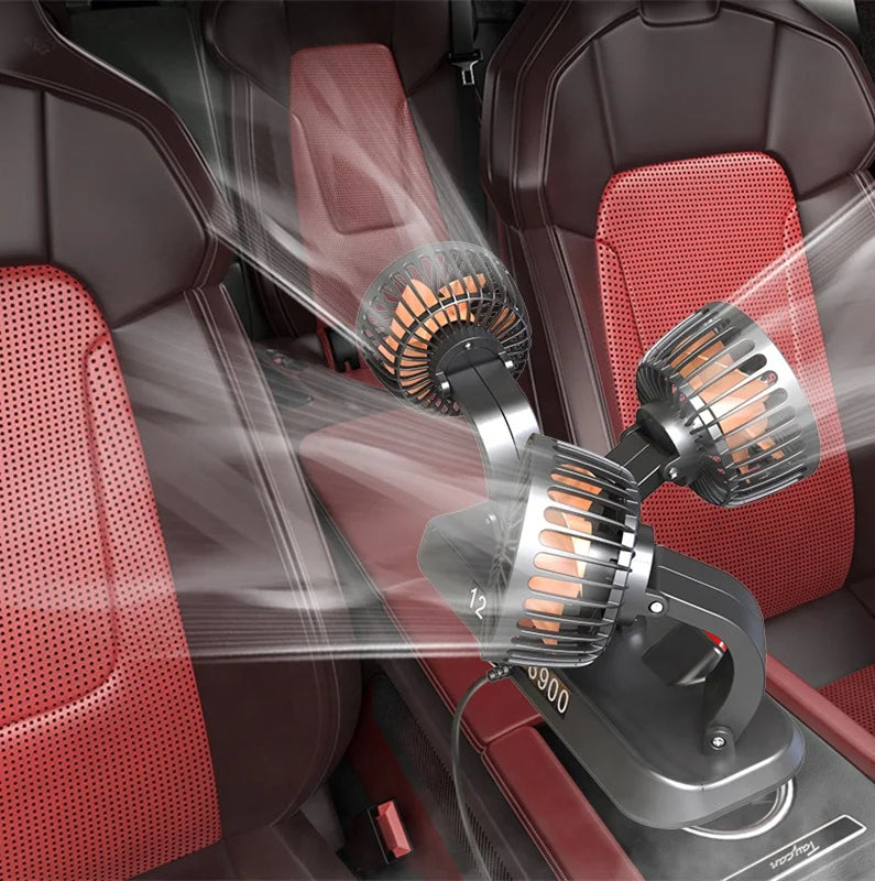 Ventilateur de voiture anti-chaleur 12V à 3 têtes – Rotation 360°