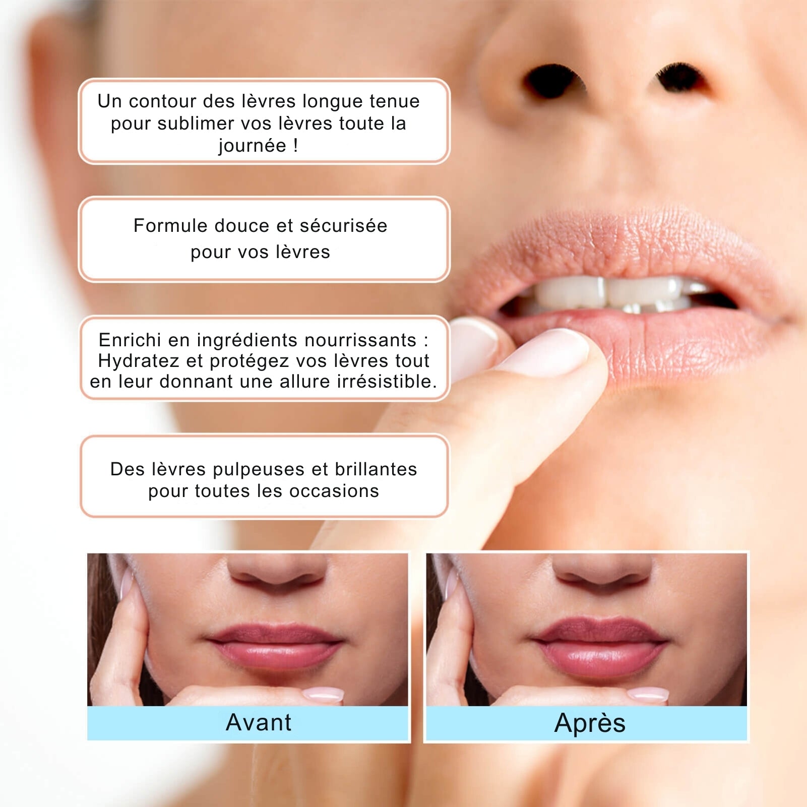 LIP LINER PRO - KIT de 3 pieces. Lèvres pulpeuses et brillantes