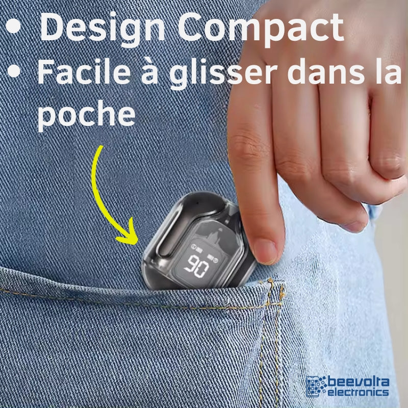 Écouteurs Bluetooth sans fil BT30 TWS: Son clair et design transparent