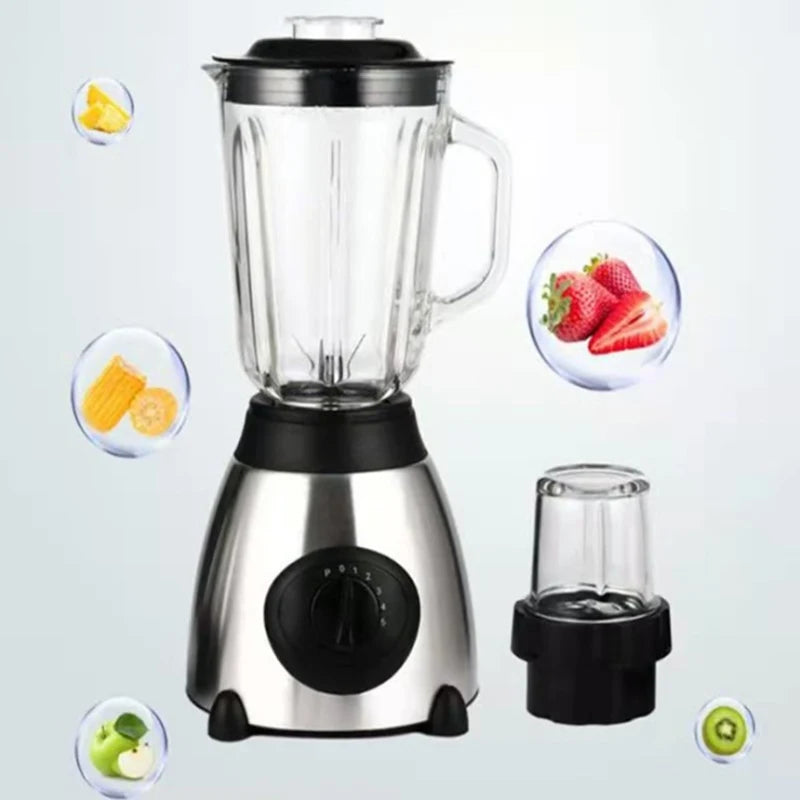 Mixeur de fruits et légumes. Blender Électrique Multifonction Coupe en Verre, Hachoir, Blender pour Smoothie, 5 vitesses + Pulse, Moteur haute Performance, 4+2 Lames en Inox. Haute qualité