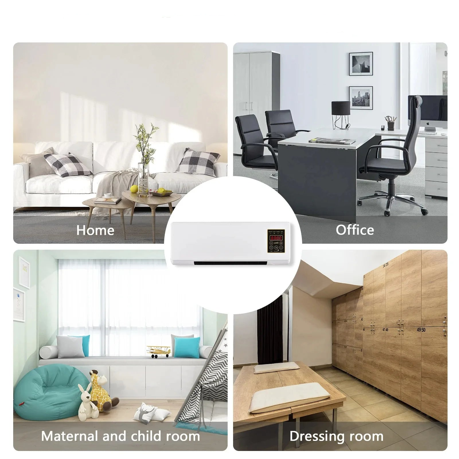 Climatiseur Mural Portable 1800W avec Chauffage et Ventilation - Mini Climatiseur et Chauffage Portable avec Télécommande, Silencieux et Réglable - Idéal pour Chambre, Maison, Bureau et Tente