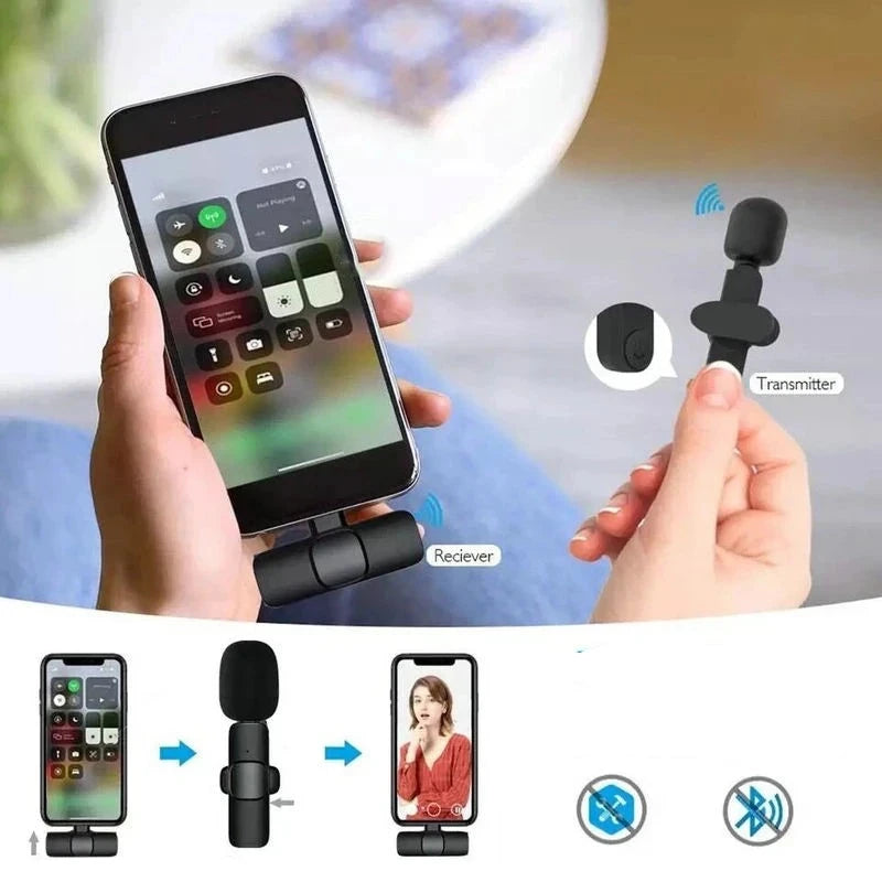 Micro Cravate sans Fil pour Iphone/Ipad/Android avec Réduction Intelligente de Bruit - Mini Micro Plug & Play Facile à Utiliser sans Bluetooth - Idéal pour Youtube, Vlog, TikTok, Interview, Podcast