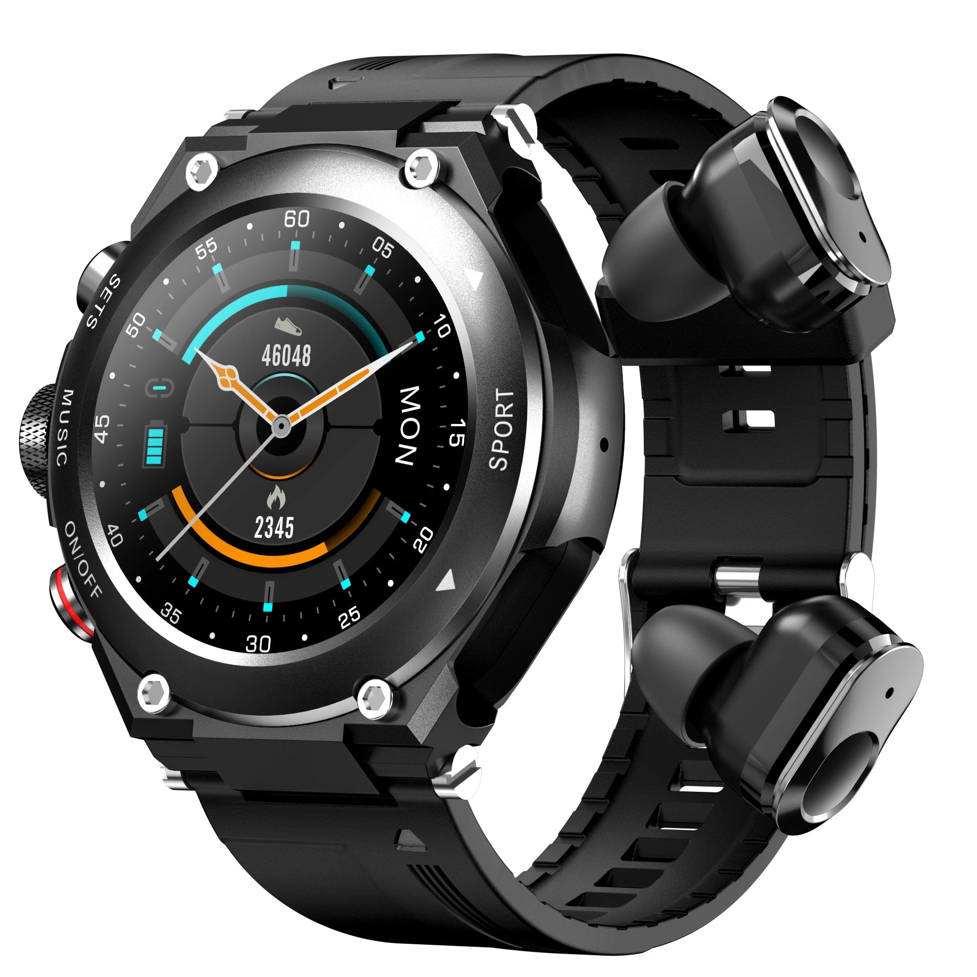 Montre intelligente connectée T92 avec écouteurs sans fil TWS, Appel Bluetooth, pour Android&iOS 380 mAh Sport Smartwatch. Montieur de Contrôle fréquence cardiaque et santé