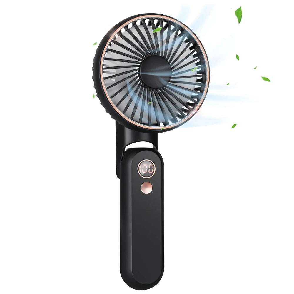 Ventilateur de Poche & Power Bank 2-in-1 USB Rechargeable - Mini Ventilateur Portable à Main 3 Vitesses, Silencieux, Pliable à 180° - Idéal pour Bureau, Maison, Extérieur et Voyage